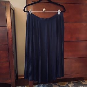 J. Crew Pleated Midi Skirt in Navy